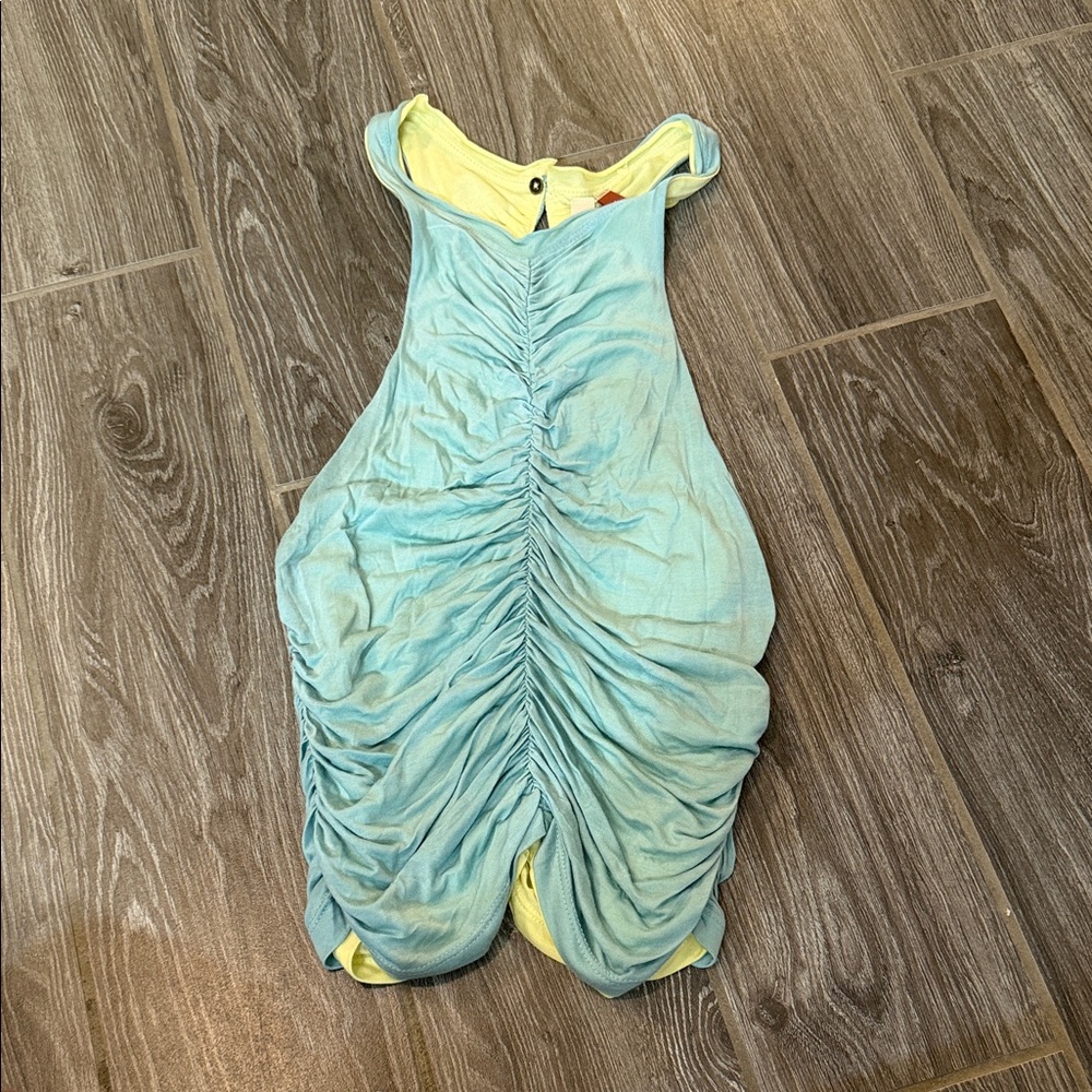 Pilcro Blue and Yellow Ruched Tank Top super soft!